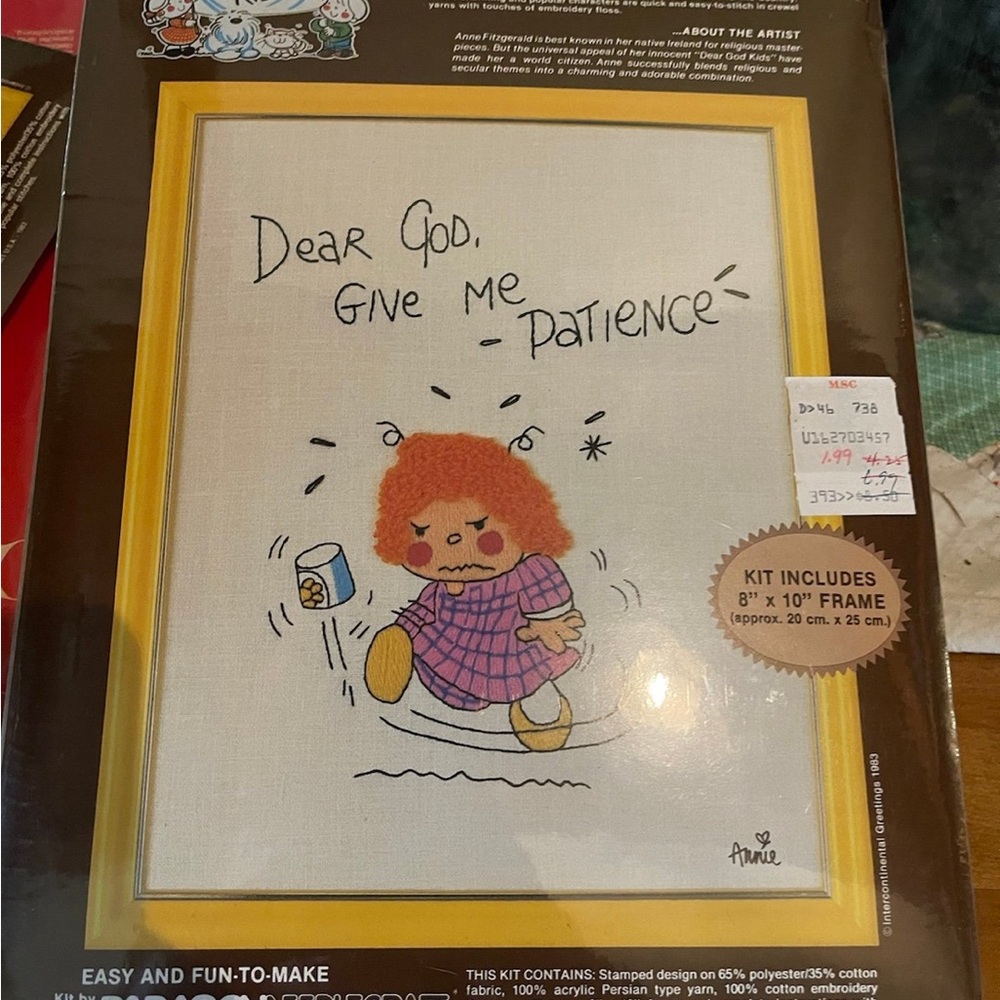 New old stock Dear God Kids paragon embroidery kit